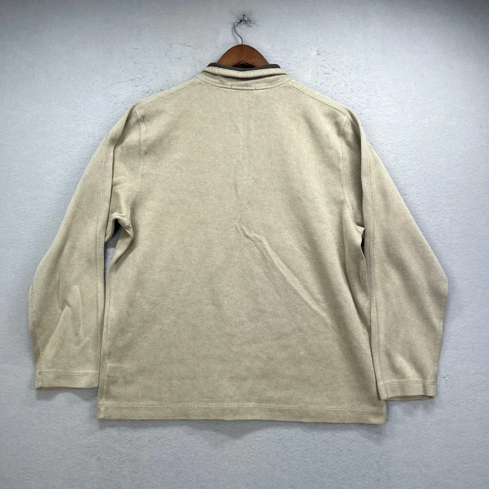 Banana Republic Quarter Zip Pullover Mens XL Beige Tan Ribbed Sweater Preppy